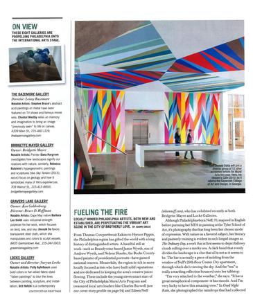 Bridgette Mayer Gallery mentioned in Philadelphia Style Magazine with Rebecca Rutstein and Dana Hargrove